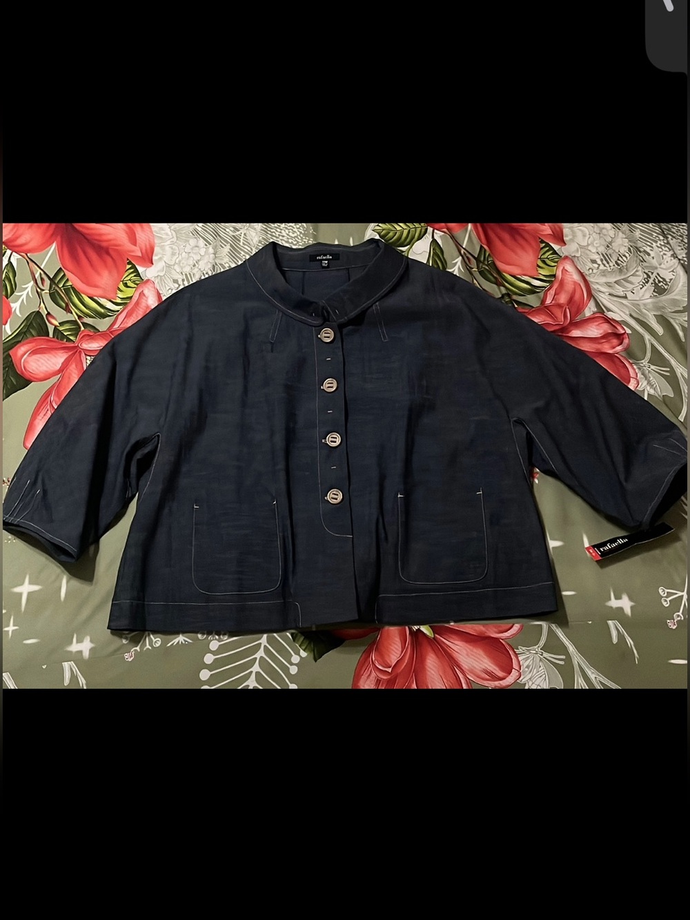 Rafaella 22W Navy Blue Linen Blend Jacket NWT